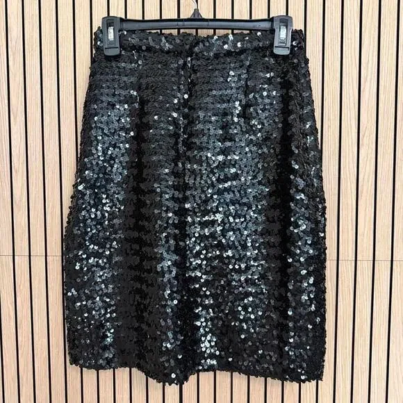 048 Charles Glueck Vintage NITESPORT Black Sequin Skirt (Size 4, EUC) - Picture 2 of 4